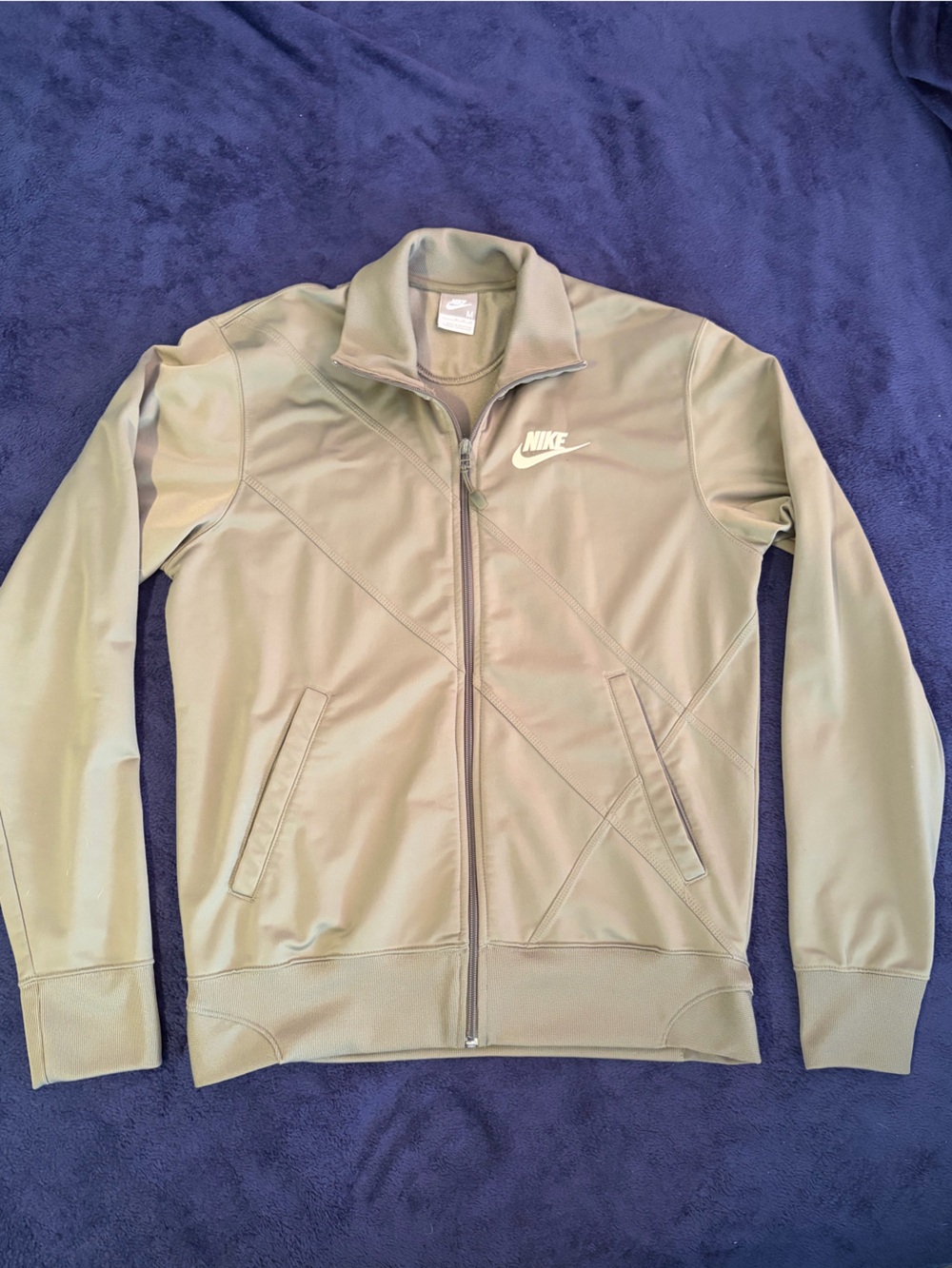 Nike Olive Green Zip-Up Tech Track Jacket